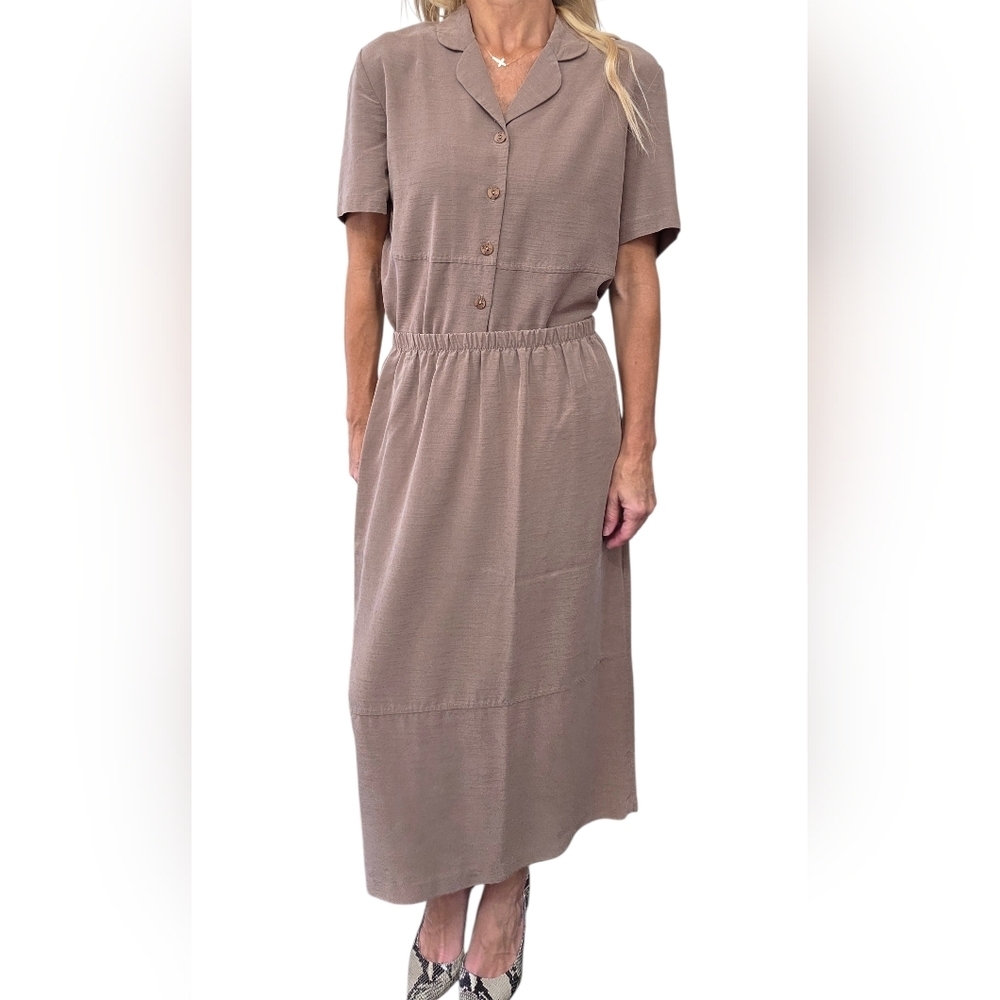 Vintage Y2K Studio Connection Taupe Rayon 2 Pc Skirt Set 10